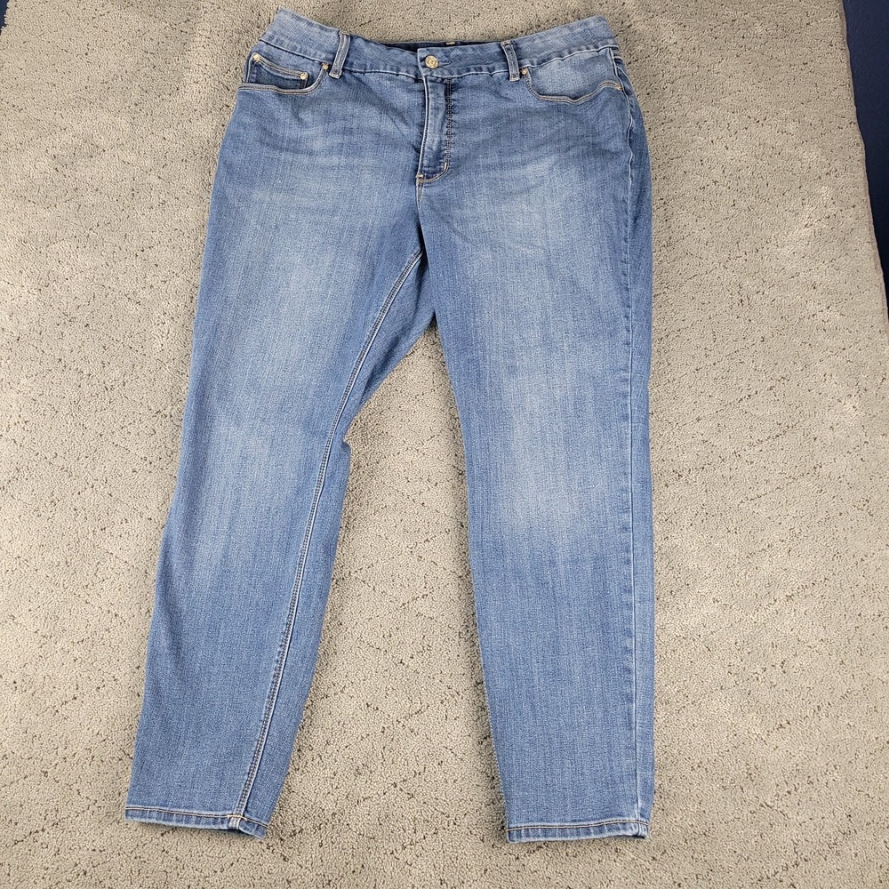 Seven7 Jeans Womens 18W Blue Tummyless High Rise Skinny Medium Wash Stretch